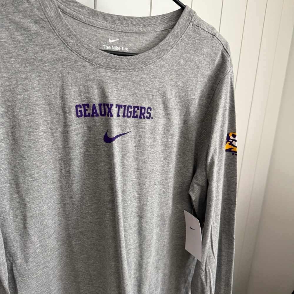 New Nike LSU Tigers Gray Core Long Sleeve Tee Size L
